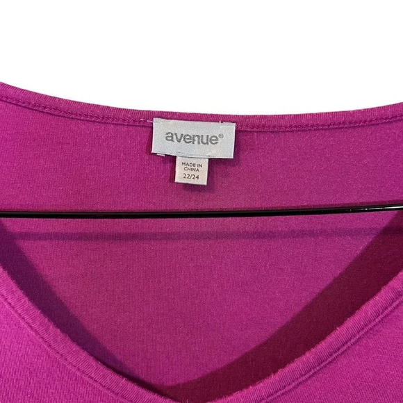 Avenue Pink V Neck Top Plus Size 22/24 Cutout Short Sleeves Stretch Pullover - Picture 4 of 4